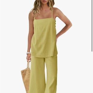 Lime Green Two-Piece Linen Set